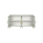 Mueble para TV con gabinete de almacenamiento – Blanco / Azul marino / Oro antiguo – Asientos 1, 2 puertas