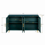 Mueble para TV con gabinete de almacenamiento – Blanco / Azul marino / Oro antiguo – Asientos 1, 2 puertas