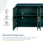 Mueble para TV con gabinete de almacenamiento – Blanco / Azul marino / Oro antiguo – Asientos 1, 2 puertas