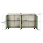 Mueble para TV con gabinete de almacenamiento – Blanco / Azul marino / Oro antiguo – Asientos 1, 2 puertas