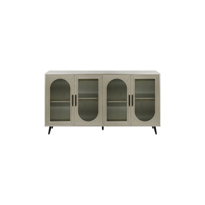 Mueble para TV con gabinete de almacenamiento – Blanco / Azul marino / Oro antiguo – Asientos 1, 2 puertas