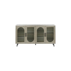 Mueble para TV con gabinete de almacenamiento – Blanco / Azul marino / Oro antiguo – Asientos 1, 2 puertas