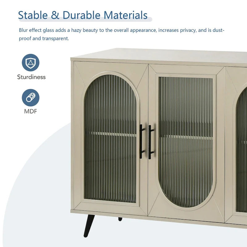 Mueble para TV con gabinete de almacenamiento – Blanco / Azul marino / Oro antiguo – Asientos 1, 2 puertas