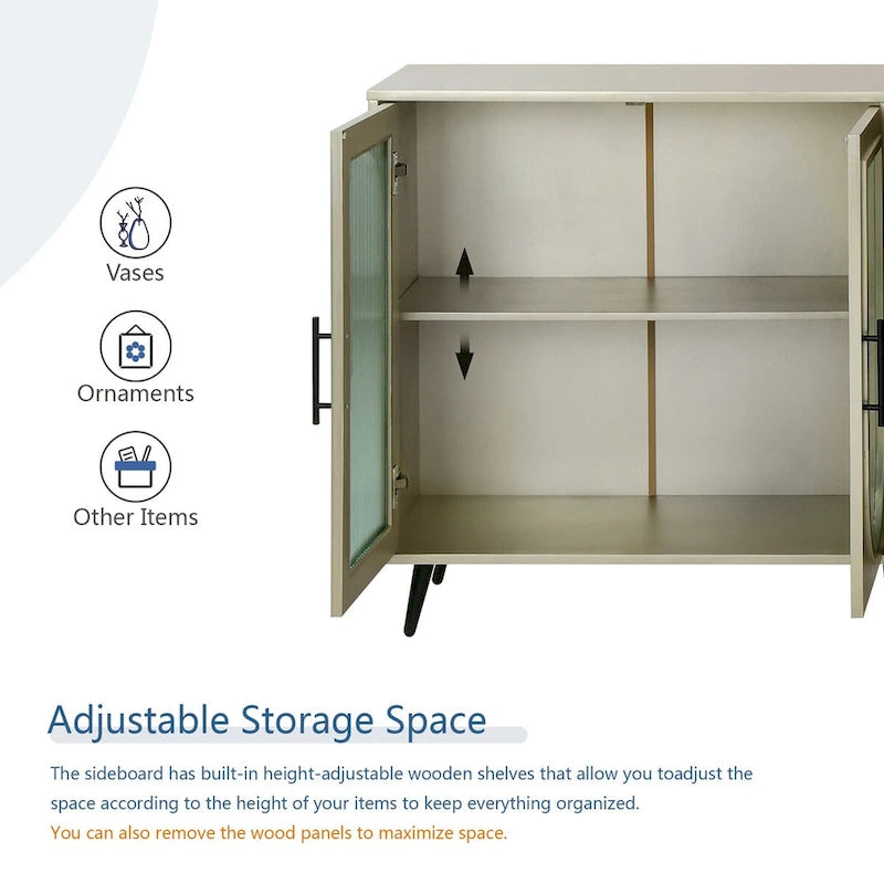 Mueble para TV con gabinete de almacenamiento – Blanco / Azul marino / Oro antiguo – Asientos 1, 2 puertas