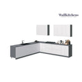 Juego de gabinetes de cocina bajos, blanco brillante, 3.35m de ancho (330x330 cm)