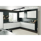 Juego de gabinetes de cocina bajos, blanco brillante, 3.35m de ancho (330x330 cm)