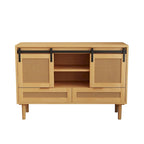 Mueble de TV y Almacenamiento con Puerta Corredera Tipo Granero, Color Madera / Negro, Requiere Montaje por 2 Personas, Para TV de hasta 43"