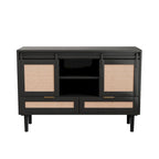 Mueble de TV y Almacenamiento con Puerta Corredera Tipo Granero, Color Madera / Negro, Requiere Montaje por 2 Personas, Para TV de hasta 43"