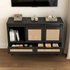 Mueble de TV y Almacenamiento con Puerta Corredera Tipo Granero, Color Madera / Negro, Requiere Montaje por 2 Personas, Para TV de hasta 43"