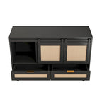 Mueble de TV y Almacenamiento con Puerta Corredera Tipo Granero, Color Madera / Negro, Requiere Montaje por 2 Personas, Para TV de hasta 43"