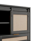 Mueble de TV y Almacenamiento con Puerta Corredera Tipo Granero, Color Madera / Negro, Requiere Montaje por 2 Personas, Para TV de hasta 43"