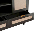 Mueble de TV y Almacenamiento con Puerta Corredera Tipo Granero, Color Madera / Negro, Requiere Montaje por 2 Personas, Para TV de hasta 43"