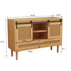 Mueble de TV y Almacenamiento con Puerta Corredera Tipo Granero, Color Madera / Negro, Requiere Montaje por 2 Personas, Para TV de hasta 43"