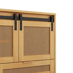 Mueble de TV y Almacenamiento con Puerta Corredera Tipo Granero, Color Madera / Negro, Requiere Montaje por 2 Personas, Para TV de hasta 43"
