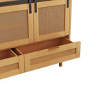 Mueble de TV y Almacenamiento con Puerta Corredera Tipo Granero, Color Madera / Negro, Requiere Montaje por 2 Personas, Para TV de hasta 43"