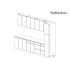 Juego de cocina moderno blanco brillante – Muebles bajos, 3.35 m de ancho (132" x 24"), cocina para 1 persona