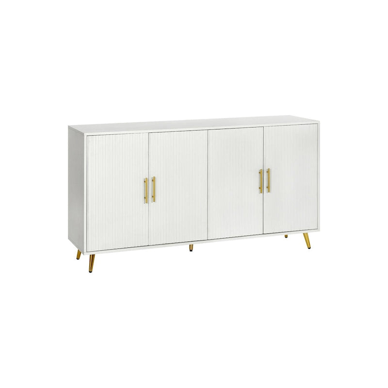 Aparador/armario de almacenaje de 4 puertas blanco/verde, montaje para 1 persona