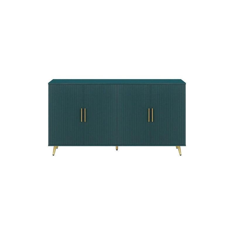 Aparador/armario de almacenaje de 4 puertas blanco/verde, montaje para 1 persona