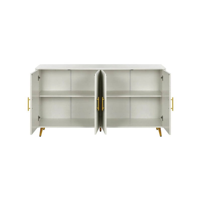 Aparador/armario de almacenaje de 4 puertas blanco/verde, montaje para 1 persona