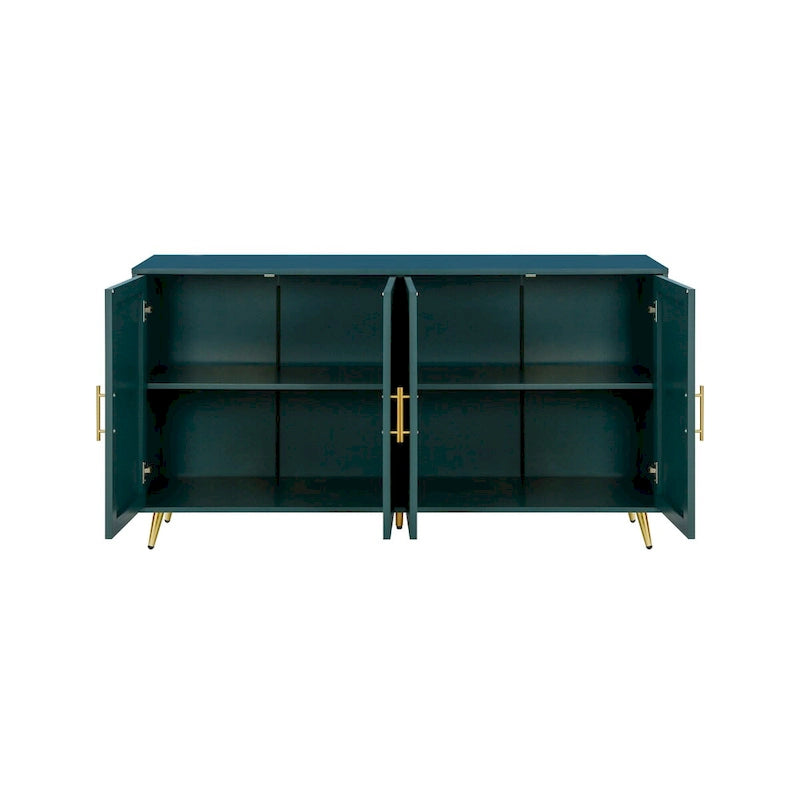 Aparador/armario de almacenaje de 4 puertas blanco/verde, montaje para 1 persona