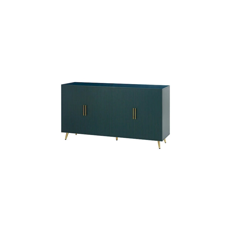 Aparador/armario de almacenaje de 4 puertas blanco/verde, montaje para 1 persona