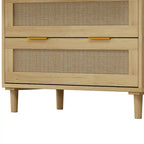 Gabinete de almacenamiento de ratán de 3 cajones de roble natural – Individual
