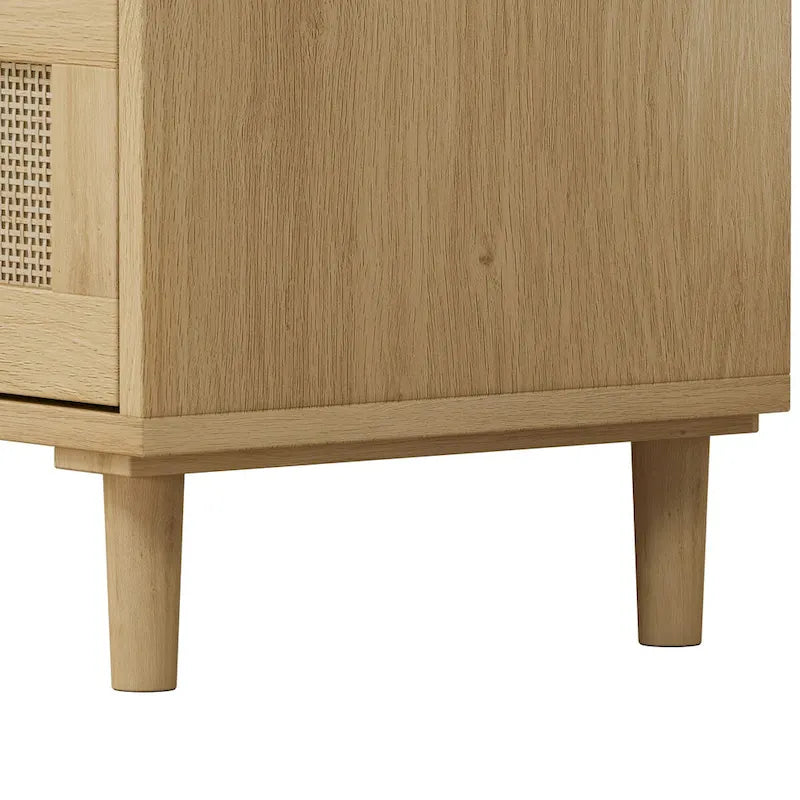 Gabinete de almacenamiento de ratán de 3 cajones de roble natural – Individual