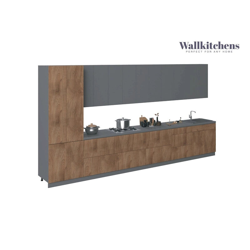 Juego de Muebles de Cocina – Blanco/Plateado/Beige/Negro, 4 puertas, para 2–4 personas, 182x24cm