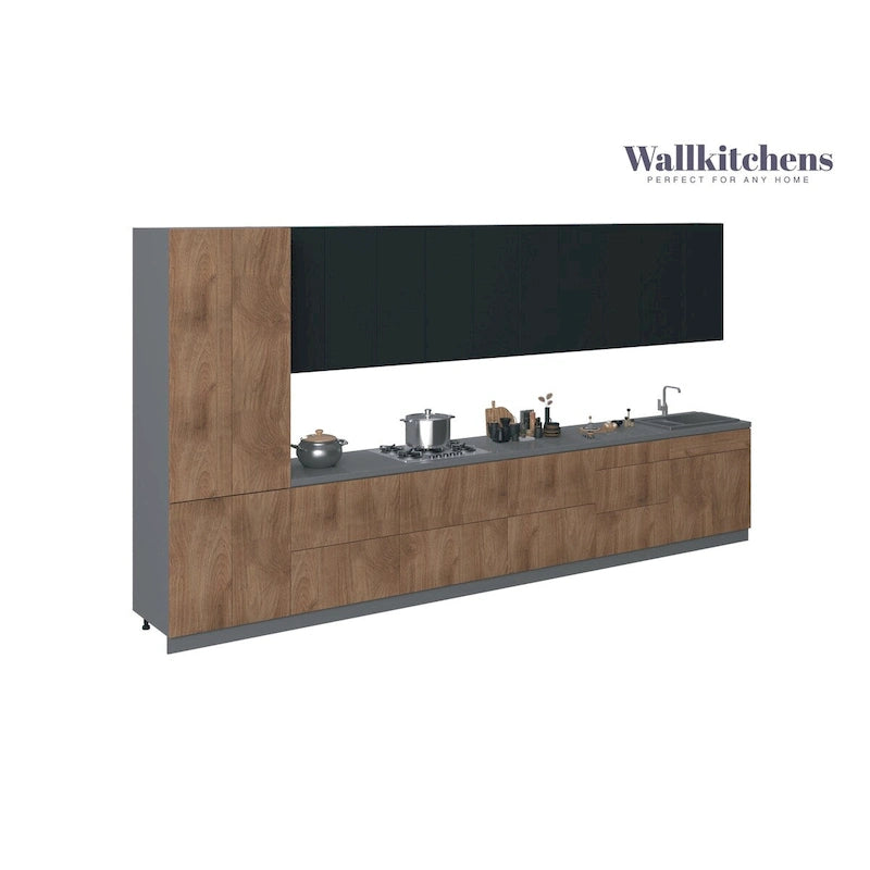 Juego de Muebles de Cocina – Blanco/Plateado/Beige/Negro, 4 puertas, para 2–4 personas, 182x24cm