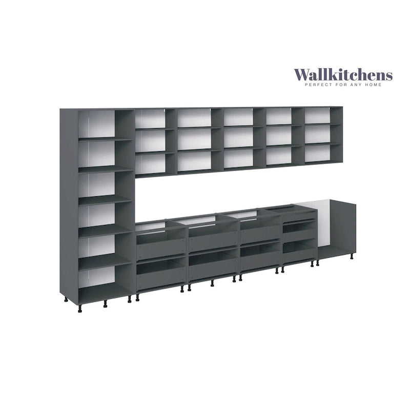 Juego de Muebles de Cocina – Blanco/Plateado/Beige/Negro, 4 puertas, para 2–4 personas, 182x24cm