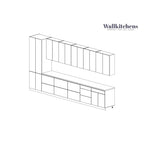Juego de Muebles de Cocina – Blanco/Plateado/Beige/Negro, 4 puertas, para 2–4 personas, 182x24cm