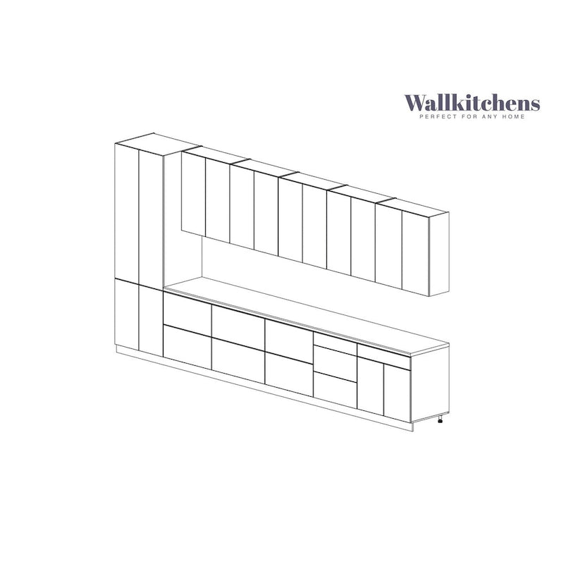 Juego de Muebles de Cocina – Blanco/Plateado/Beige/Negro, 4 puertas, para 2–4 personas, 182x24cm