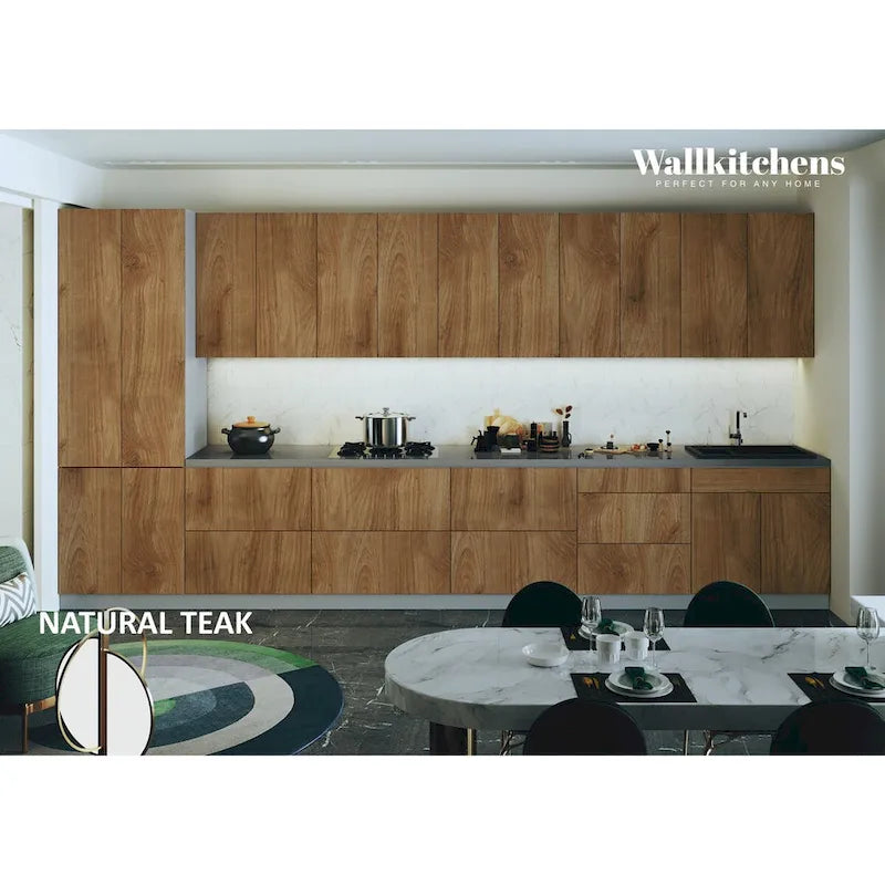 Juego de Muebles de Cocina – Blanco/Plateado/Beige/Negro, 4 puertas, para 2–4 personas, 182x24cm