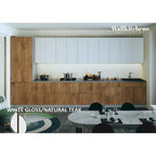 Juego de Muebles de Cocina – Blanco/Plateado/Beige/Negro, 4 puertas, para 2–4 personas, 182x24cm