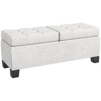 Otomana de almacenamiento de lino blanco roto/gris – 1 persona
