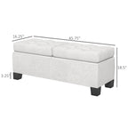Otomana de almacenamiento de lino blanco roto/gris – 1 persona