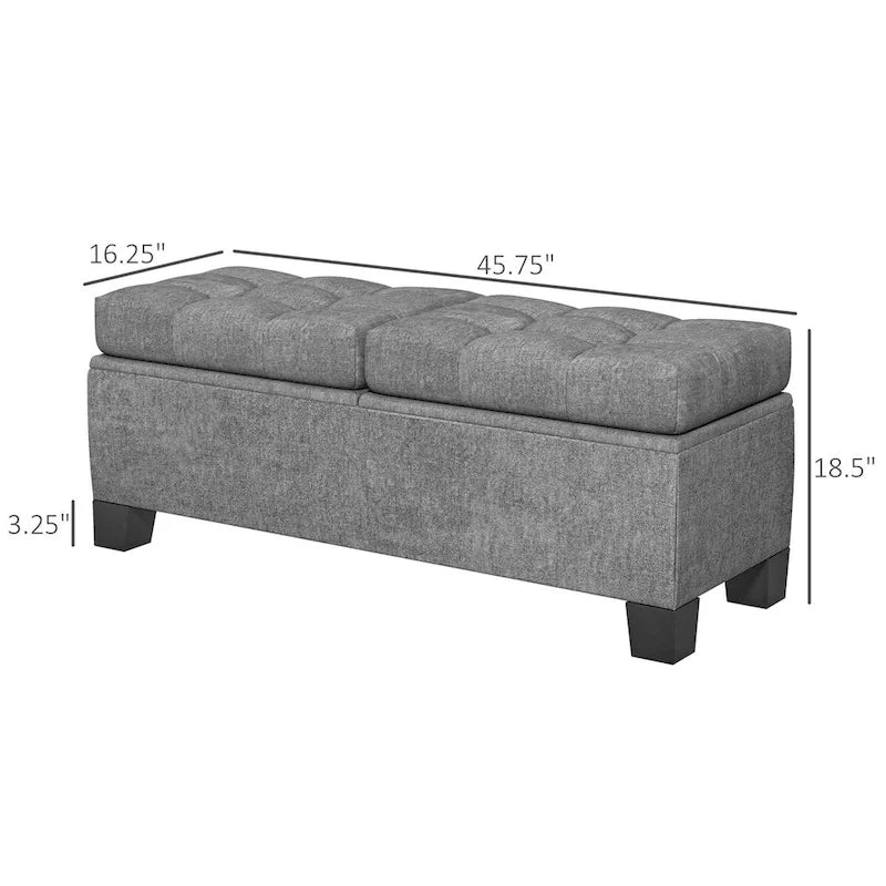 Otomana de almacenamiento de lino blanco roto/gris – 1 persona