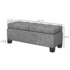 Otomana de almacenamiento de lino blanco roto/gris – 1 persona