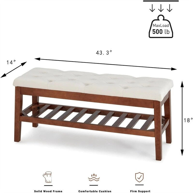 Banco tapizado para recibidor – Asiento de lino, patas de madera | Negro / Azul Tinta / Crema / Marrón Cognac / Marfil / Gris Ceniza / Verde Esmeralda | Capacidad para 1–2 personas