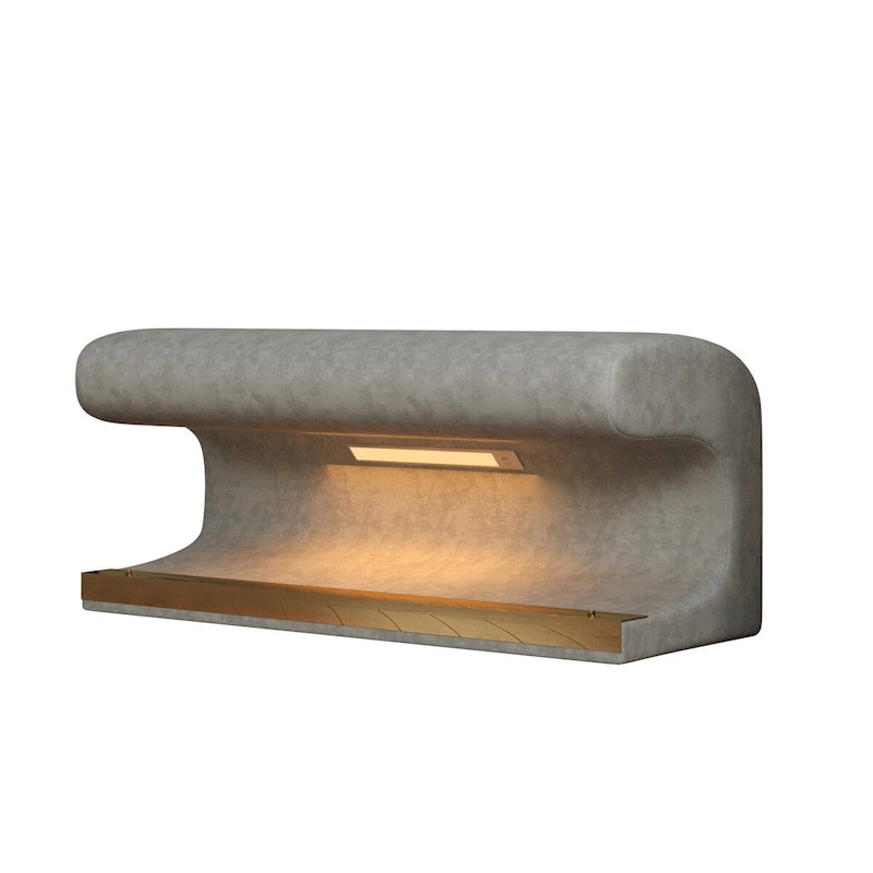 Banco de entrada tapizado en piel beige/gris con luz LED con sensor – Otomana de 1 asiento