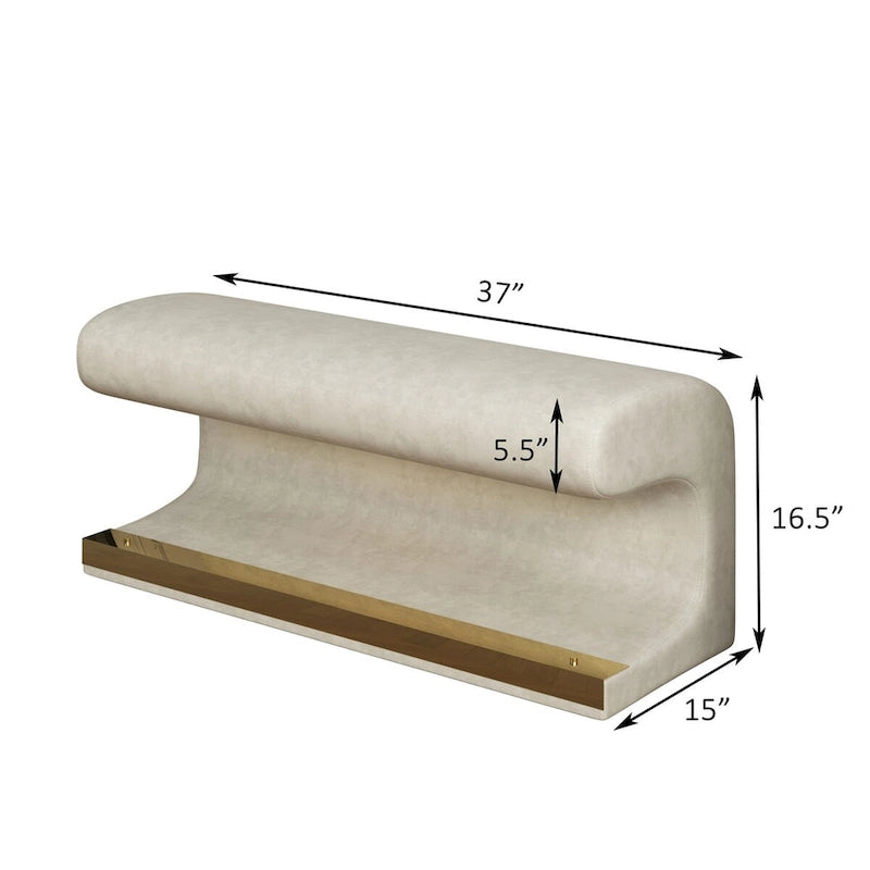 Banco de entrada tapizado en piel beige/gris con luz LED con sensor – Otomana de 1 asiento