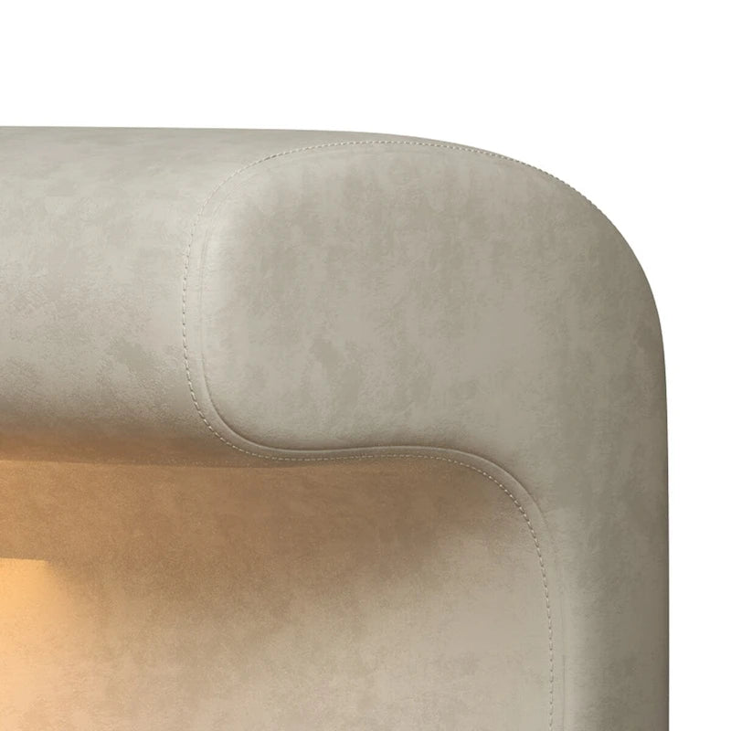 Banco de entrada tapizado en piel beige/gris con luz LED con sensor – Otomana de 1 asiento