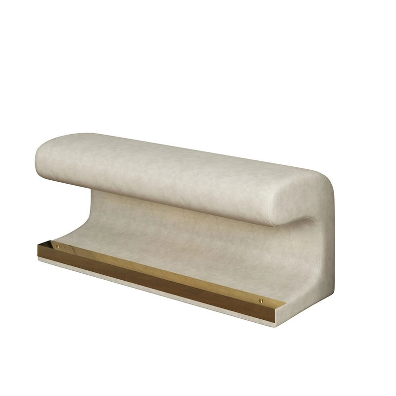 Banco de entrada tapizado en piel beige/gris con luz LED con sensor – Otomana de 1 asiento