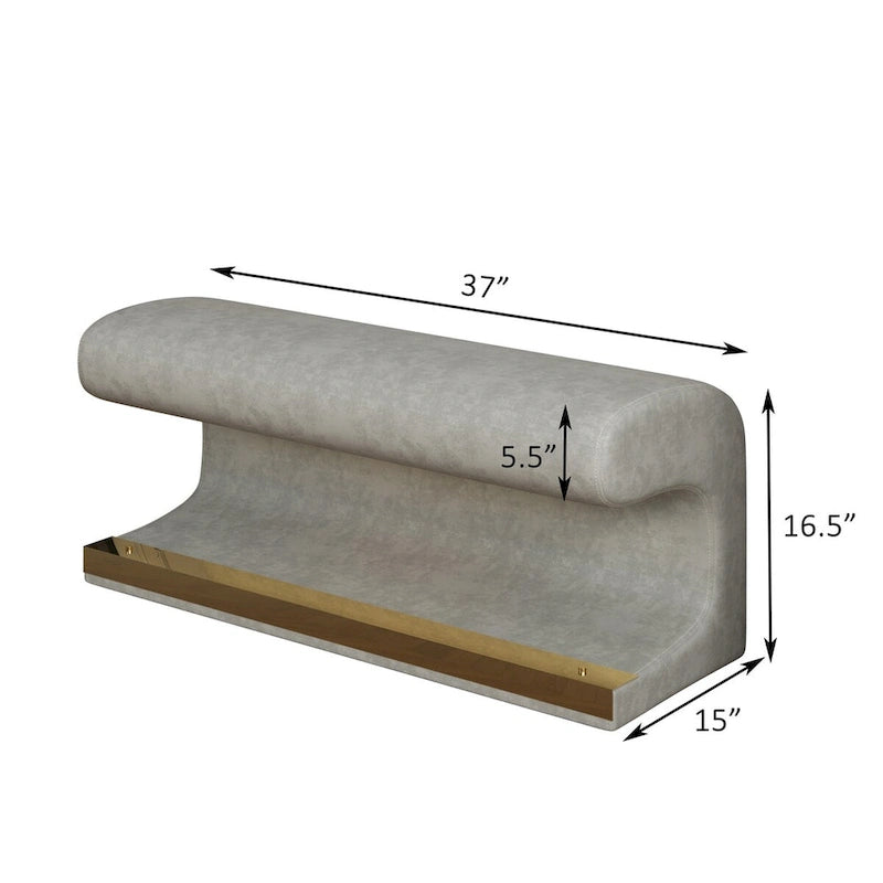 Banco de entrada tapizado en piel beige/gris con luz LED con sensor – Otomana de 1 asiento