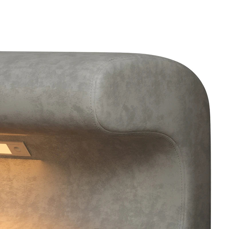 Banco de entrada tapizado en piel beige/gris con luz LED con sensor – Otomana de 1 asiento
