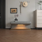 Banco de entrada tapizado en piel beige/gris con luz LED con sensor – Otomana de 1 asiento