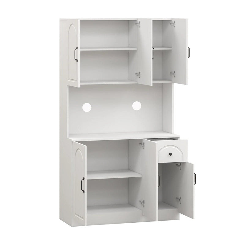 Aparador Blanco Moderno con Encimera para Microondas – Montaje para 1 Persona