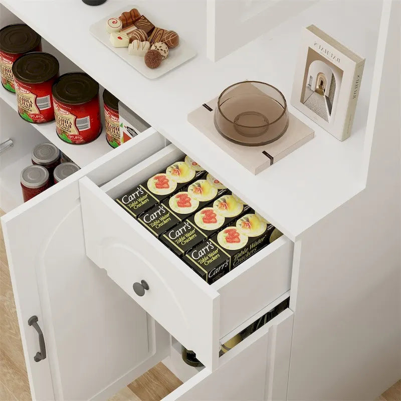 Aparador Blanco Moderno con Encimera para Microondas – Montaje para 1 Persona