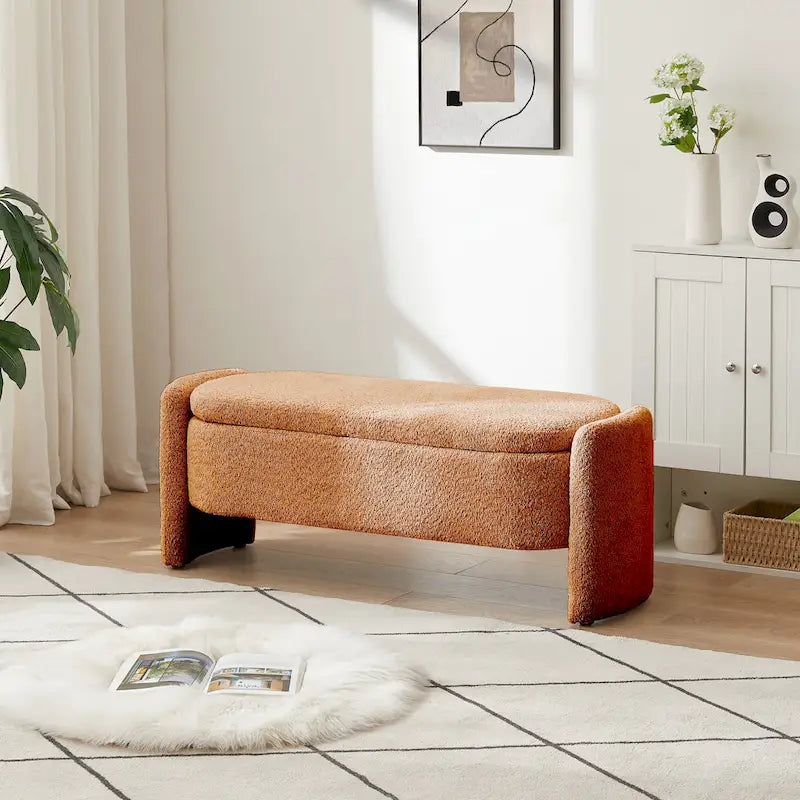 Banco otomano de almacenamiento de vellón gris / verde / crema / naranja, asiento individual