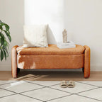 Banco otomano de almacenamiento de vellón gris / verde / crema / naranja, asiento individual